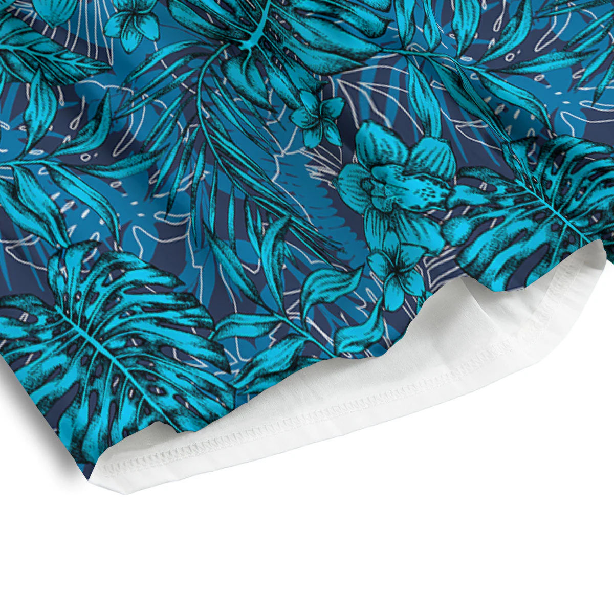 Tropical Blue Hawaiian Print Pattern Men's Athletic Shorts - Image 4