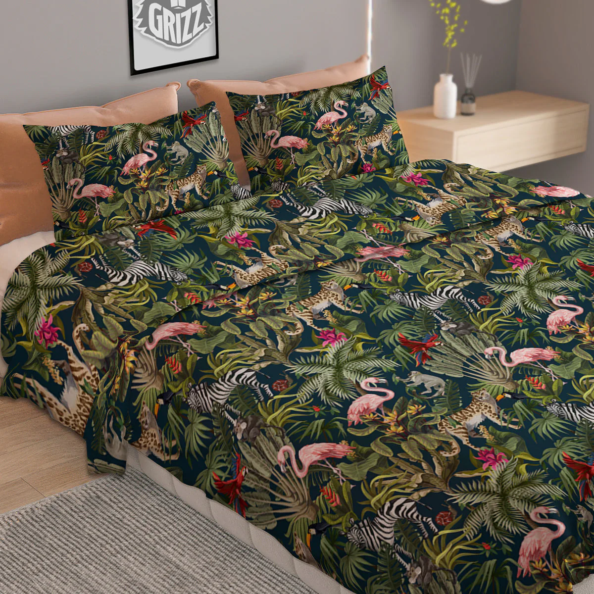 Tropical Cartoon Print Pattern Duvet Cover Bedding Set - Image 2