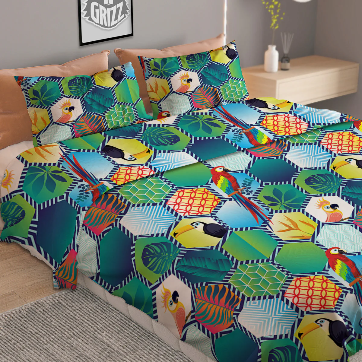 Tropical Exotic Hawaii Art Print Pattern Duvet Cover Bedding Set - Image 2
