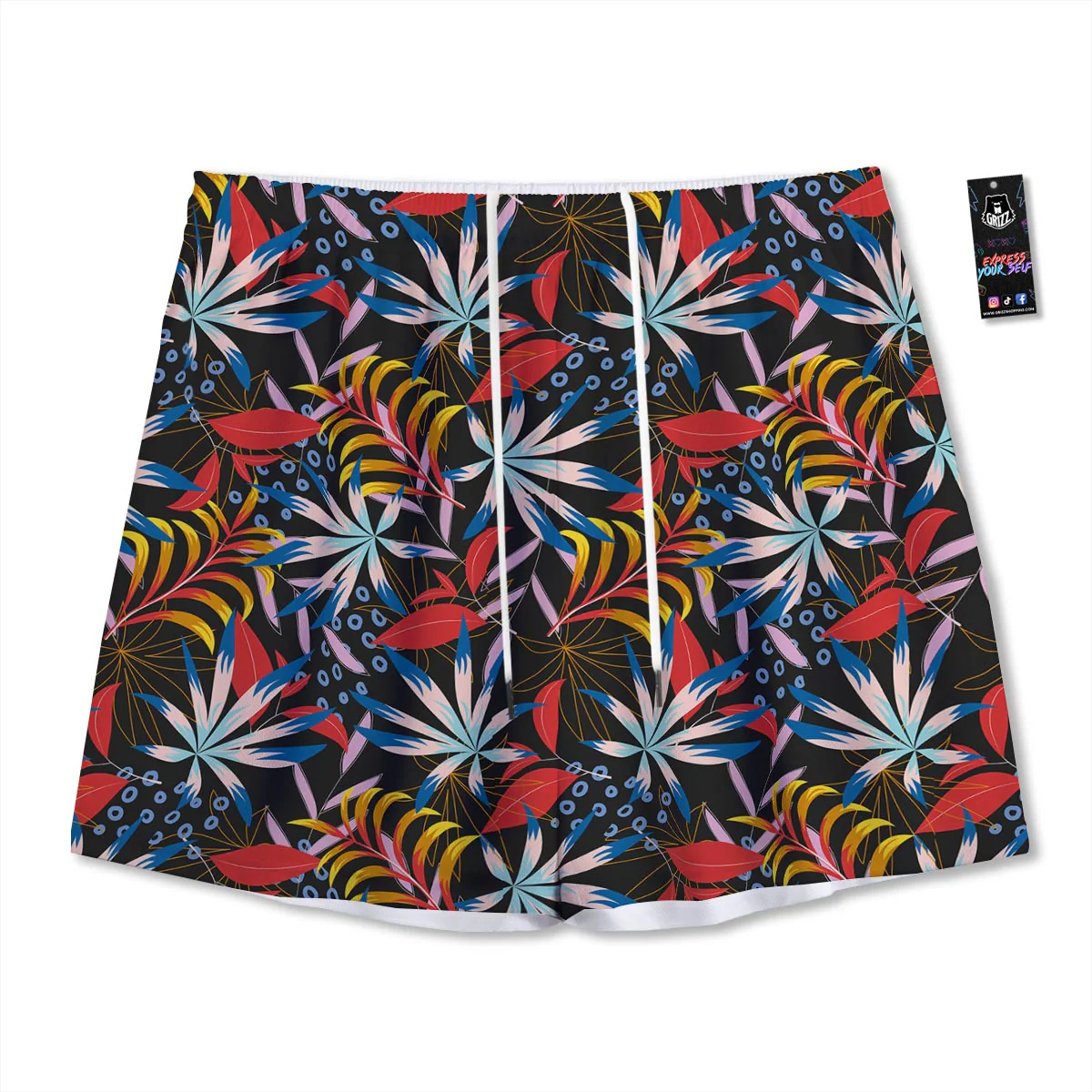 Tropical Floral Retro Hawaiian Print Pattern Mesh Shorts