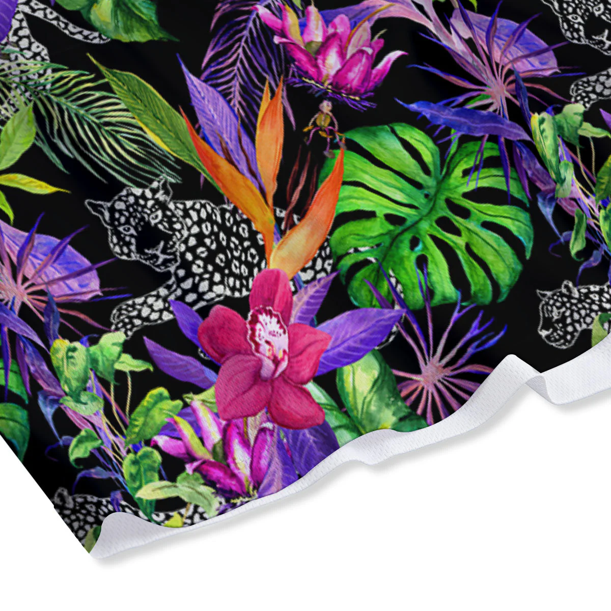 Tropical Flower Leaf Light Print Pattern Mesh Shorts - Image 4