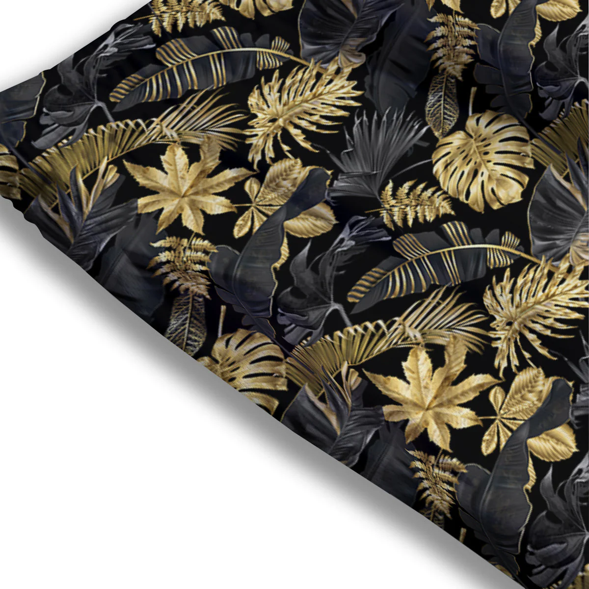 Tropical Gold And Black Print Pattern Mesh Shorts - Image 3