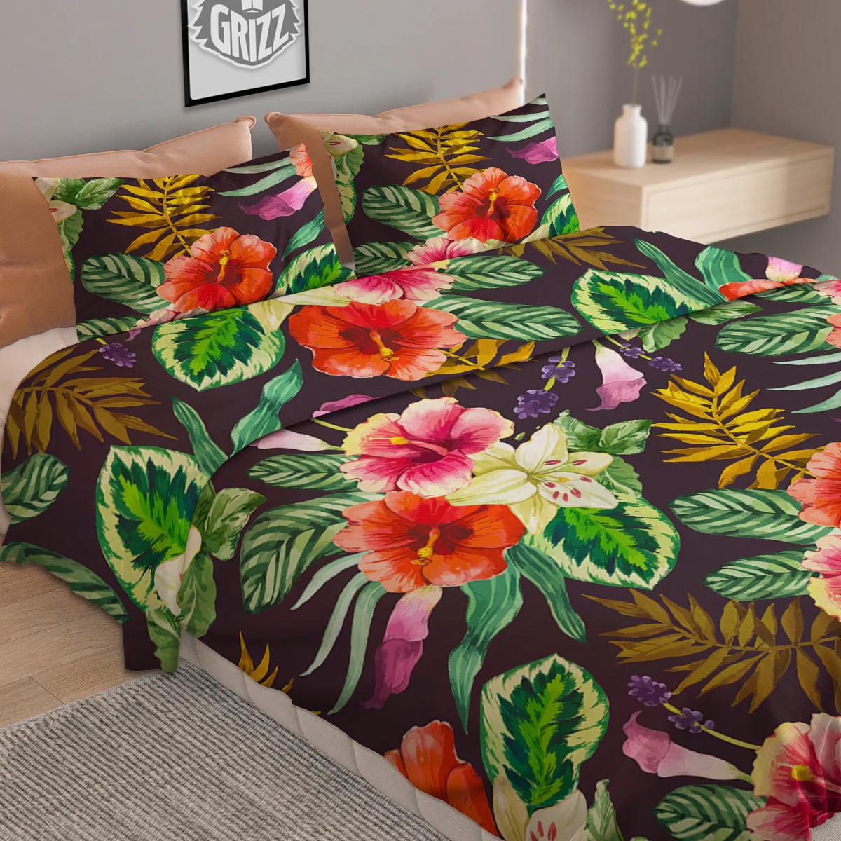 Tropical Hawaii Colorful Print Pattern Duvet Cover Bedding Set - Image 2
