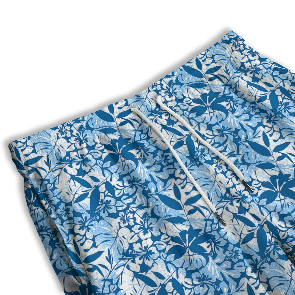 Tropical Hibiscus Blue Print Pattern Men's Athletic Shorts - Image 3
