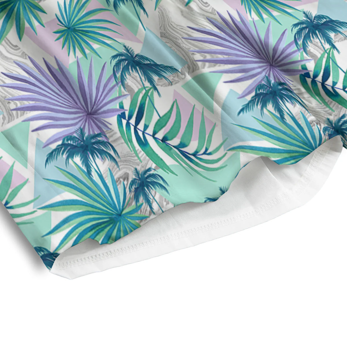 Tropical Leaf And Triangles Pastel Print Pattern Men's Athletic Shorts - Image 4