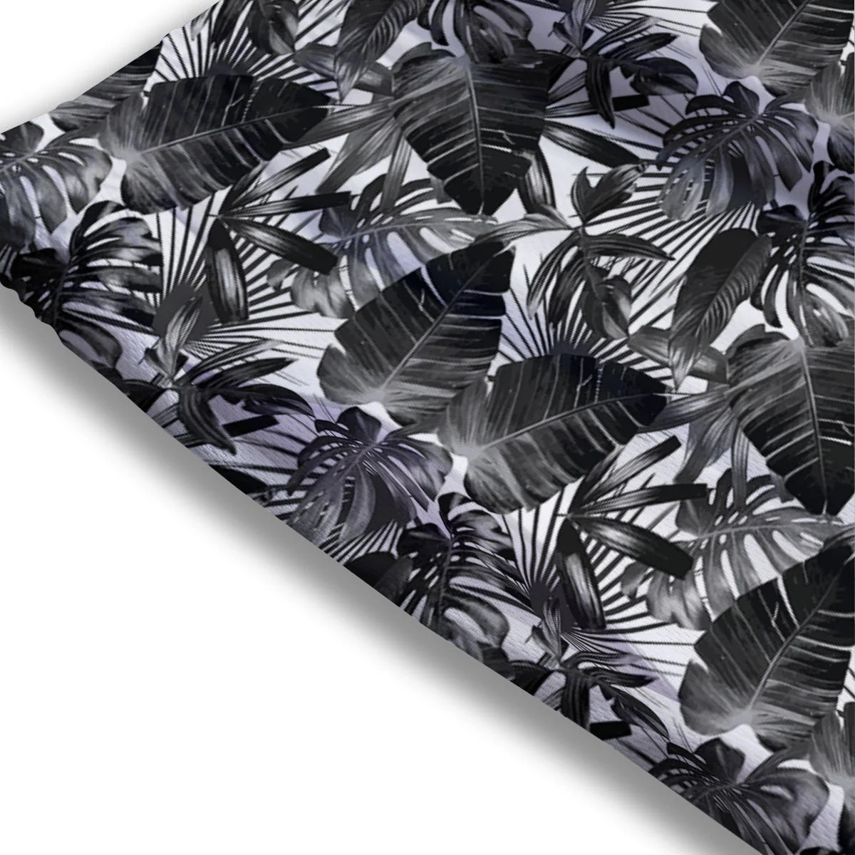 Tropical Leaf Black White Print Pattern Mesh Shorts - Image 3