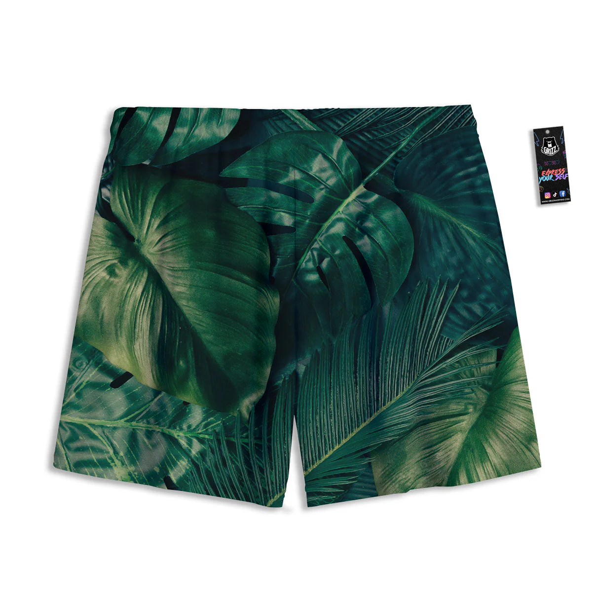 Tropical Leaf Natural Print Mesh Shorts - Image 2