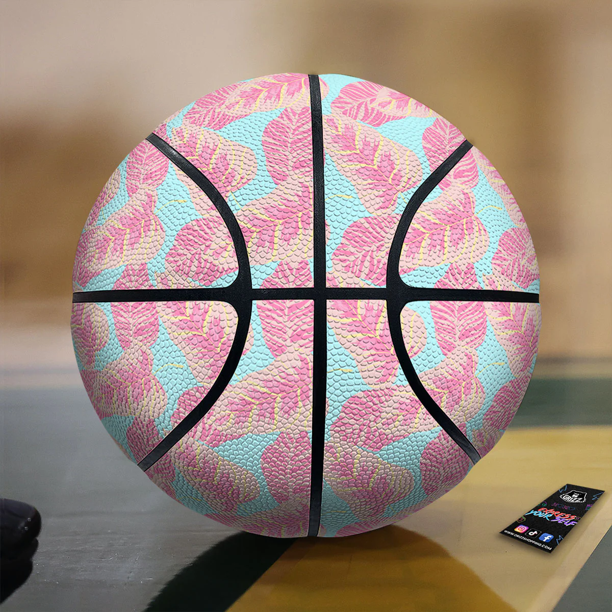 Tropical Leaf Pink And Teal Print Pattern Basketball