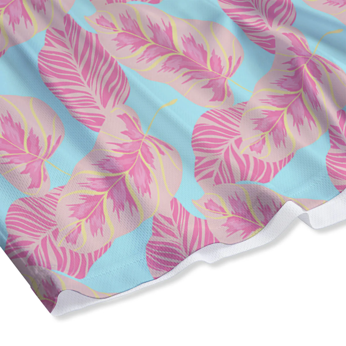 Tropical Leaf Pink And Teal Print Pattern Mesh Shorts - Image 4