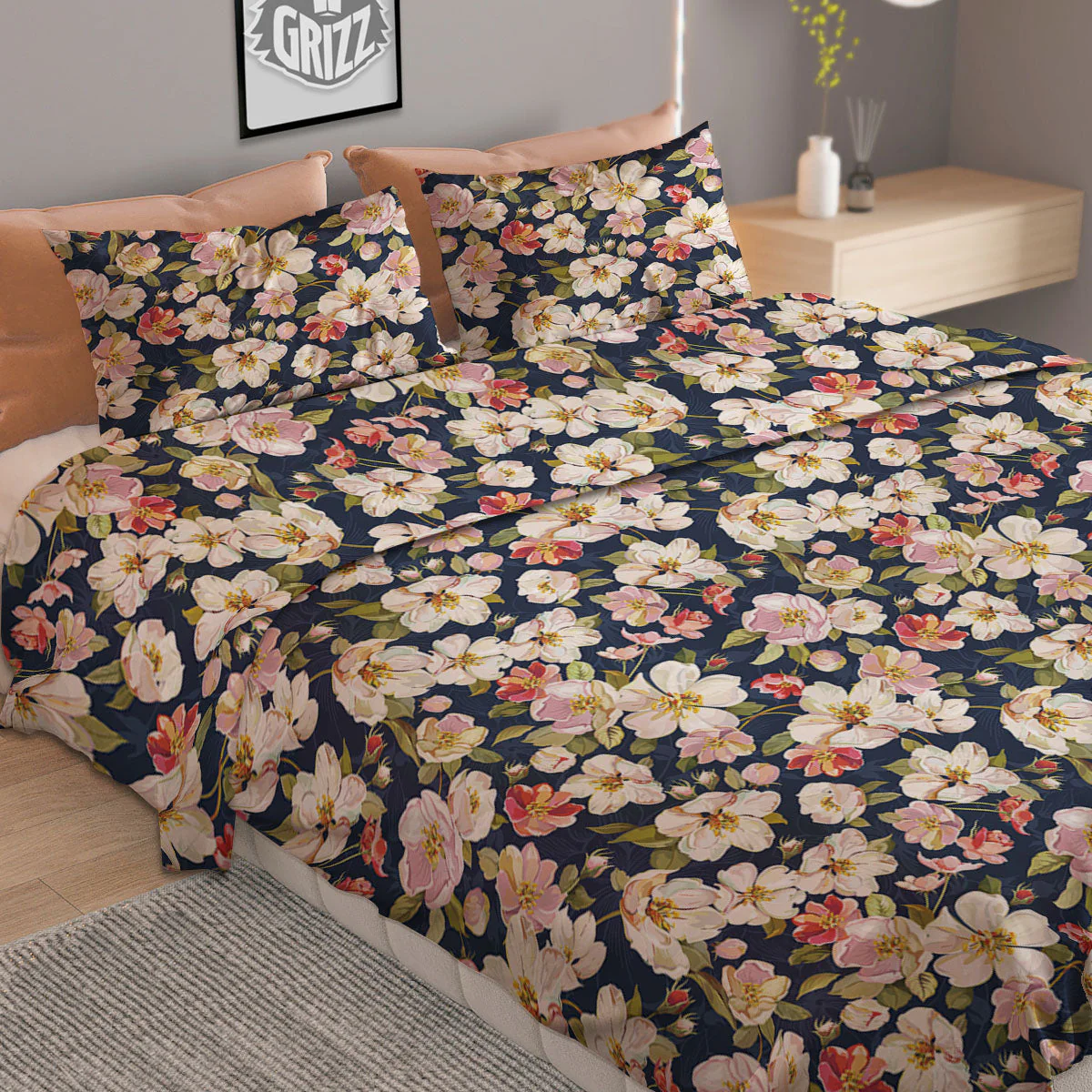 Tropical Leaves Blossom Print Pattern Duvet Cover Bedding Set - Image 2