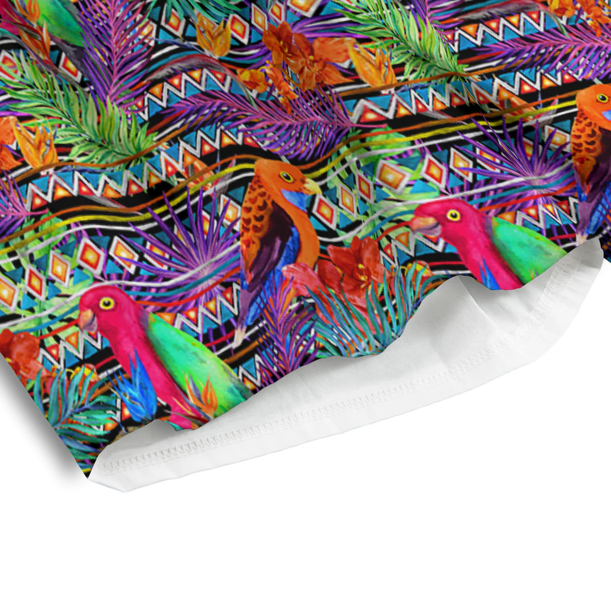 Tropical Leaves Exotic Bird Aztec Print Pattern Men's Athletic Shorts - Image 4