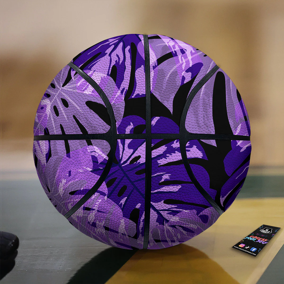 Tropical Leaves Purple Print Basketball