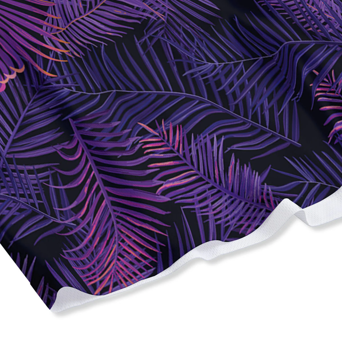 Tropical Leaves Violet Print Pattern Mesh Shorts - Image 4