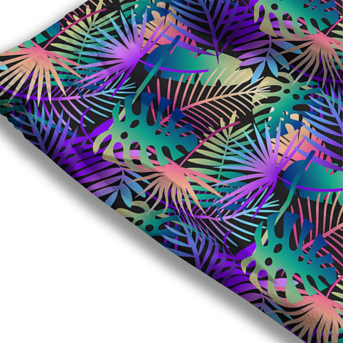 Tropical Neon Color And Palm Leaves Print Pattern Mesh Shorts - Image 3
