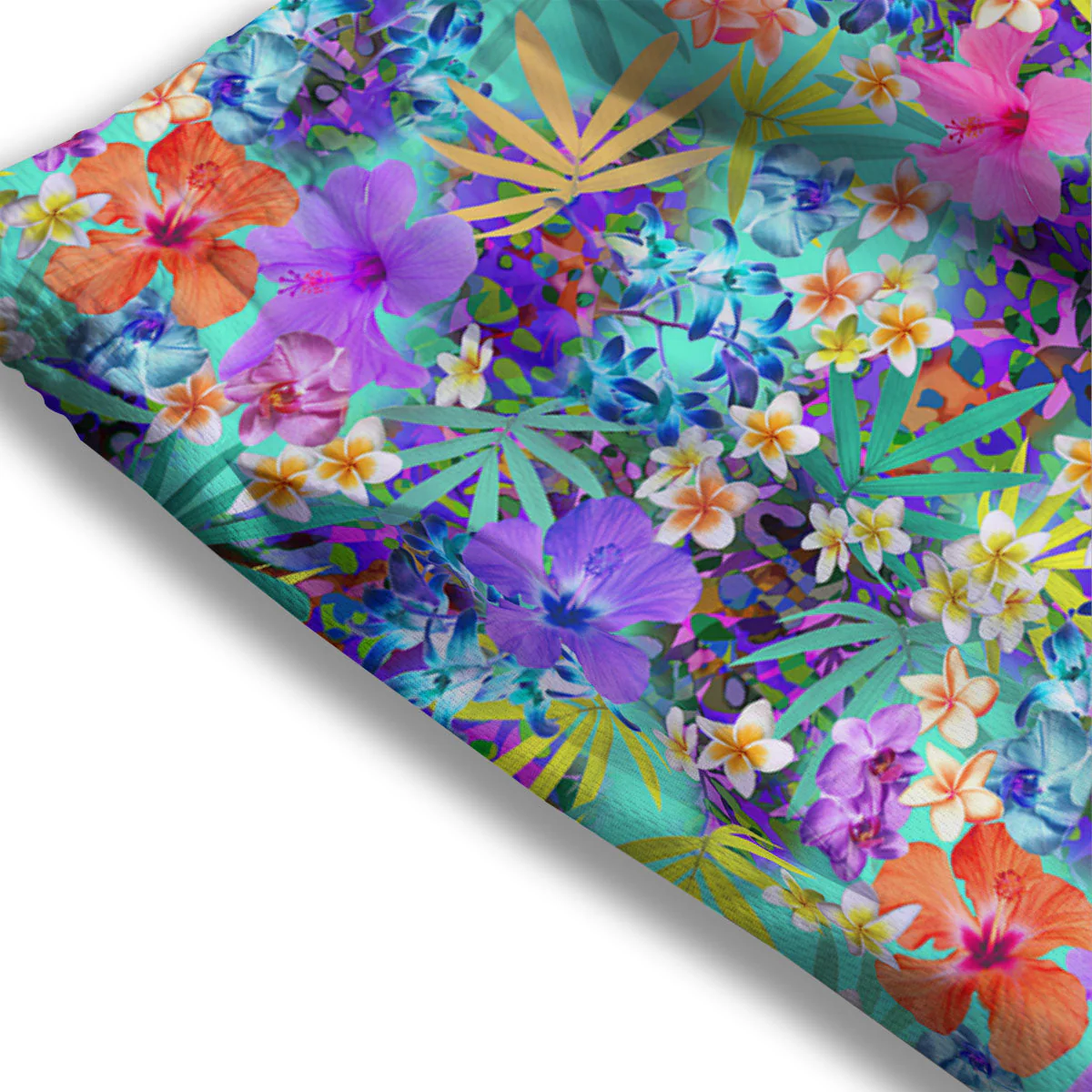 Tropical Neon Hibiscus Print Pattern Mesh Shorts - Image 3