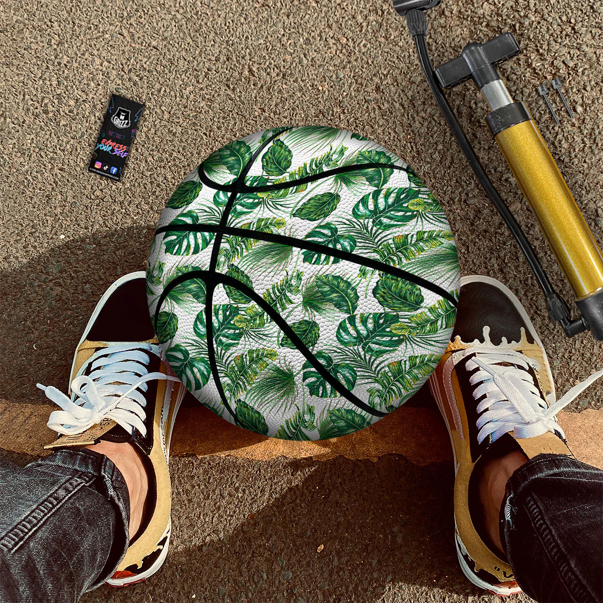 Tropical Palm Hawaiian Print Pattern Basketball - Image 2