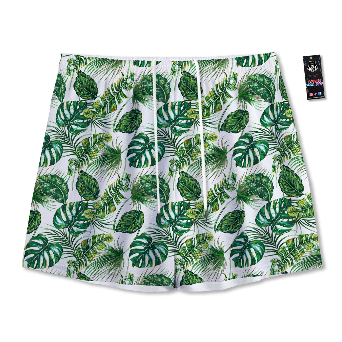Tropical Palm Hawaiian Print Pattern Mesh Shorts