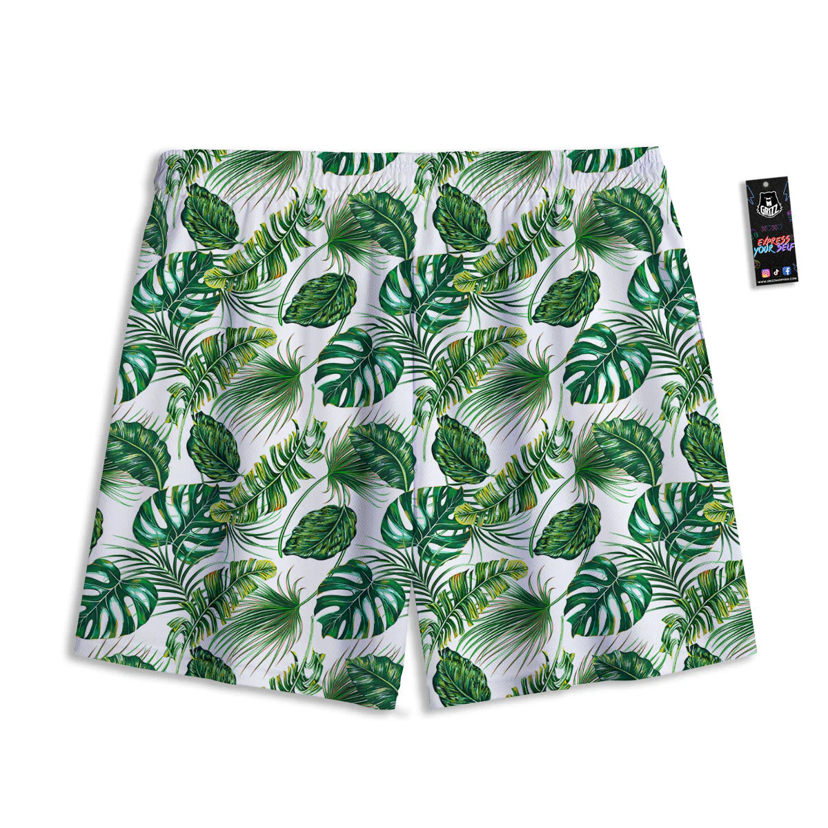Tropical Palm Hawaiian Print Pattern Mesh Shorts - Image 2