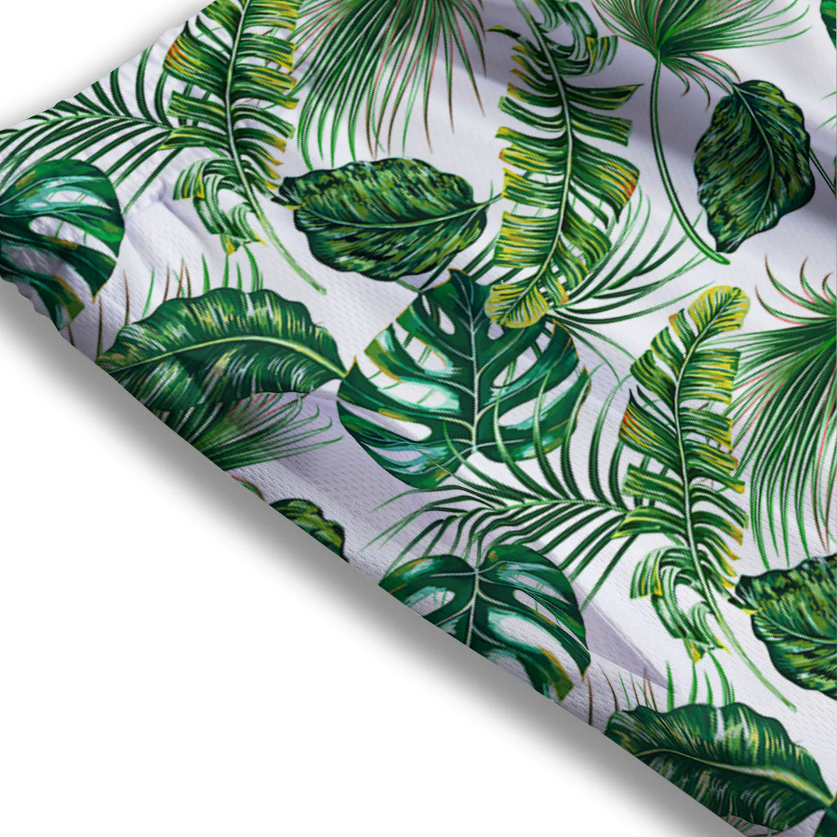 Tropical Palm Hawaiian Print Pattern Mesh Shorts - Image 3