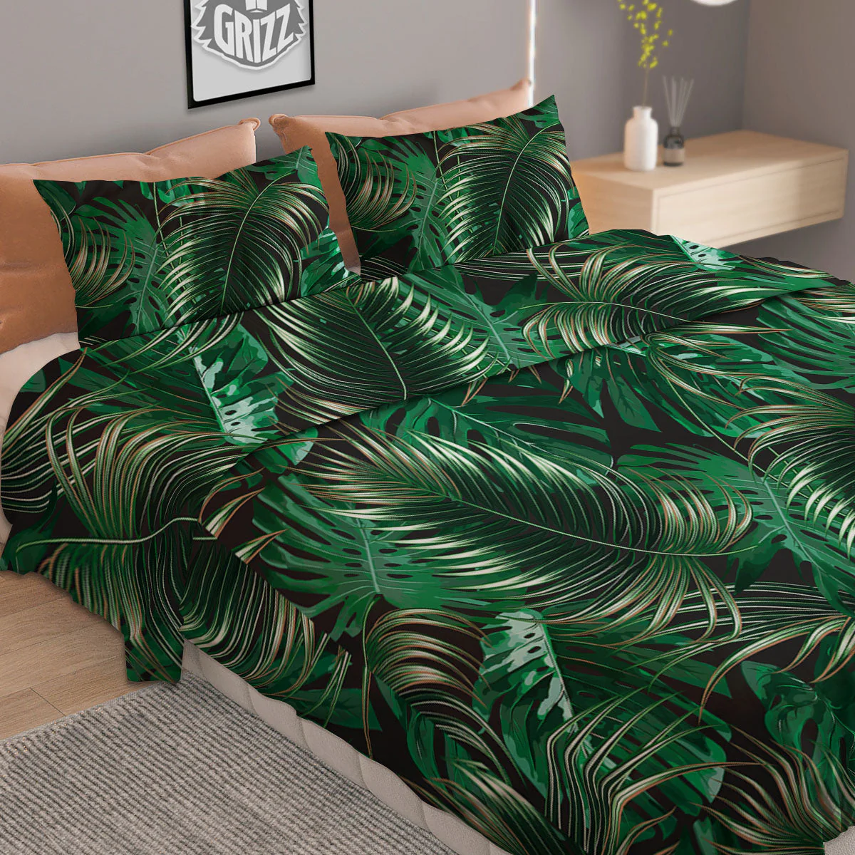 Tropical Palm Tree Print Pattern Duvet Cover Bedding Set - Image 2