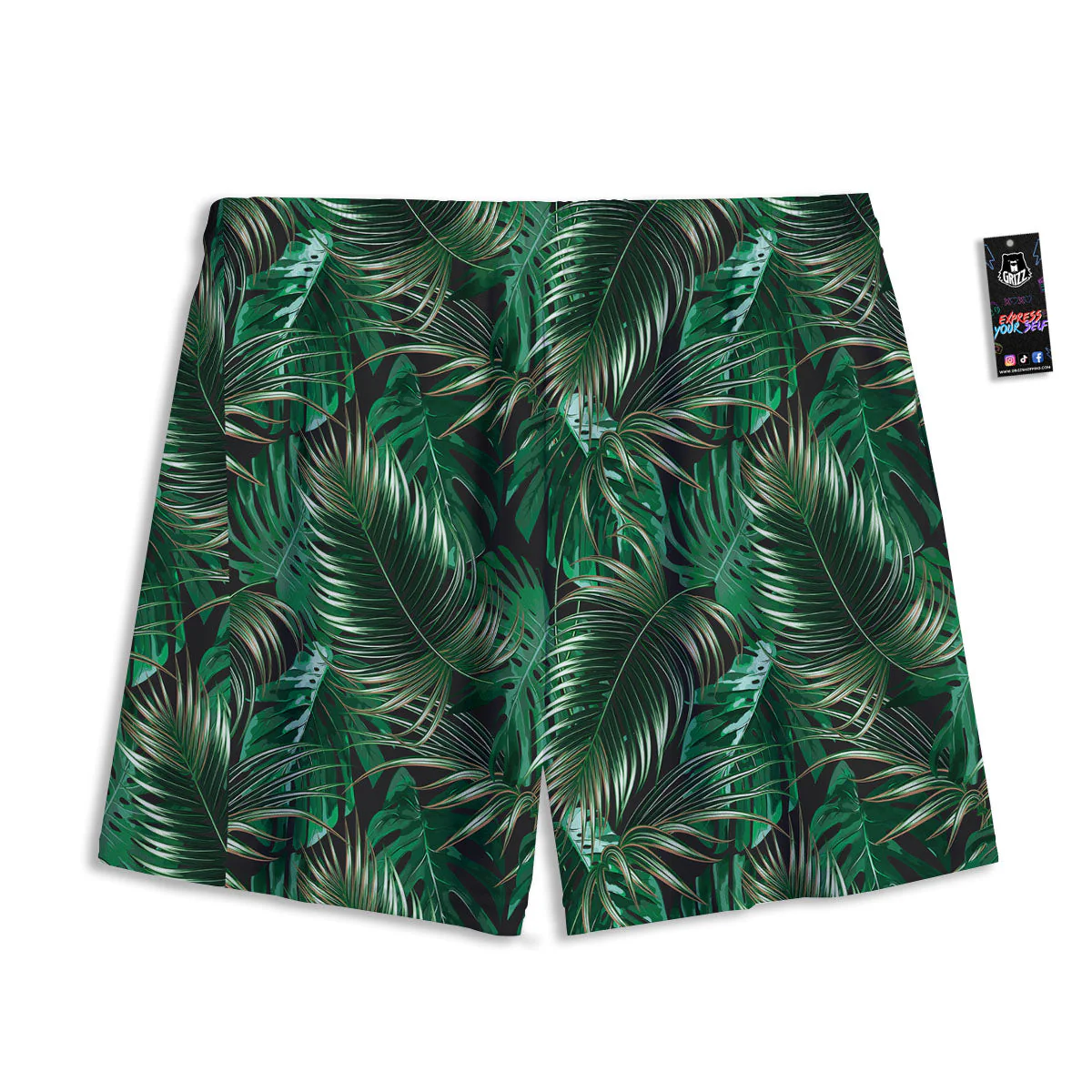 Tropical Palm Tree Print Pattern Mesh Shorts - Image 2