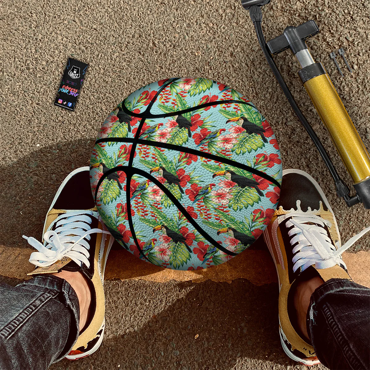 Tropical Parrot Toucan Print Pattern Basketball - Image 2