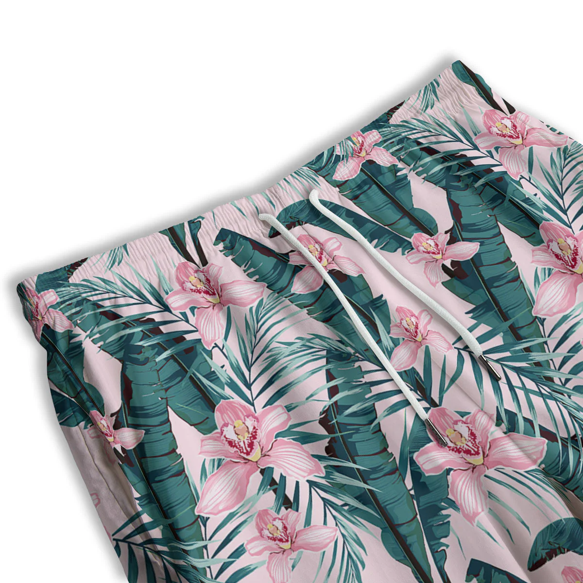 Tropical Pink Hawaiian Print Pattern Men's Athletic Shorts - Image 3