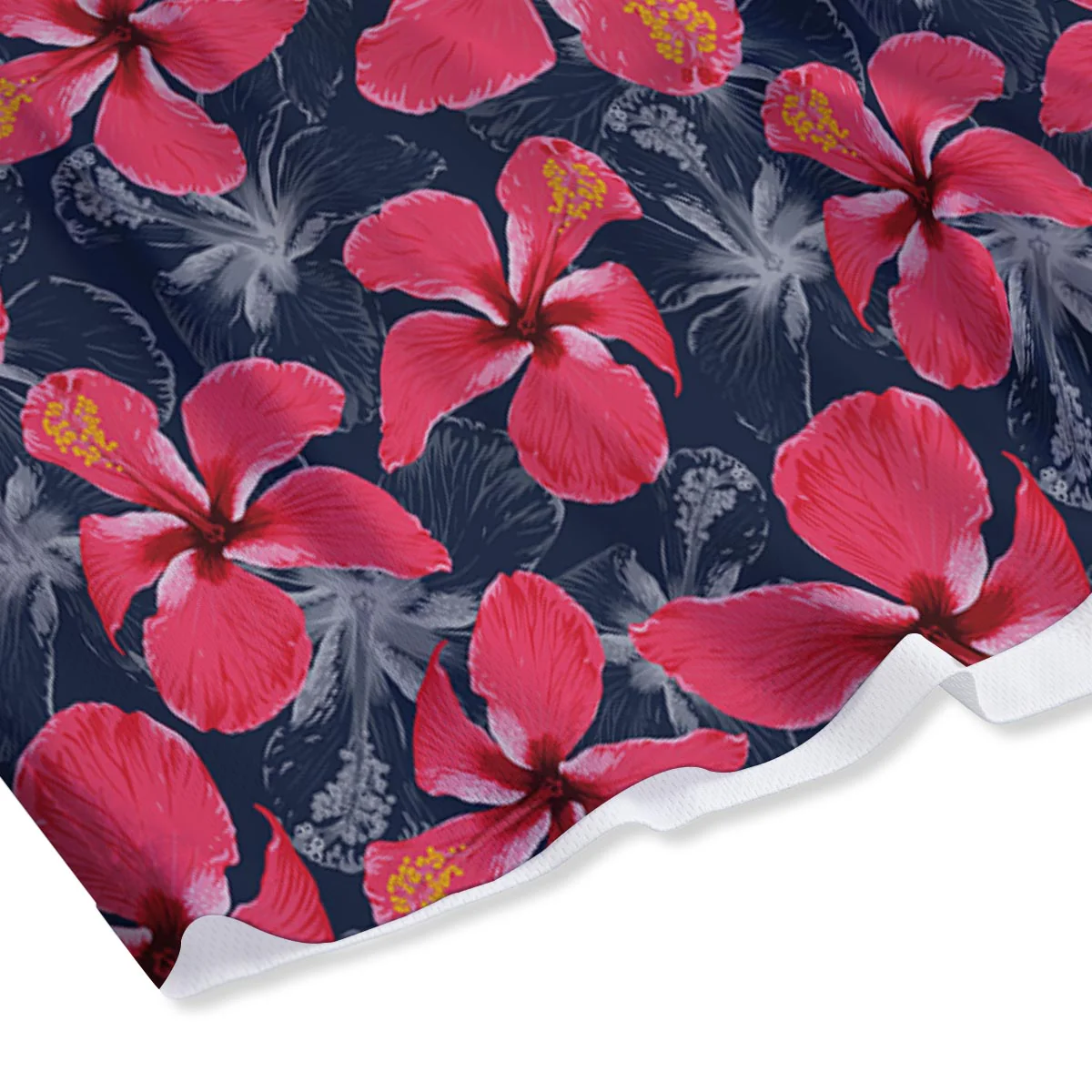 Tropical Red Hibiscus Print Pattern Mesh Shorts - Image 4