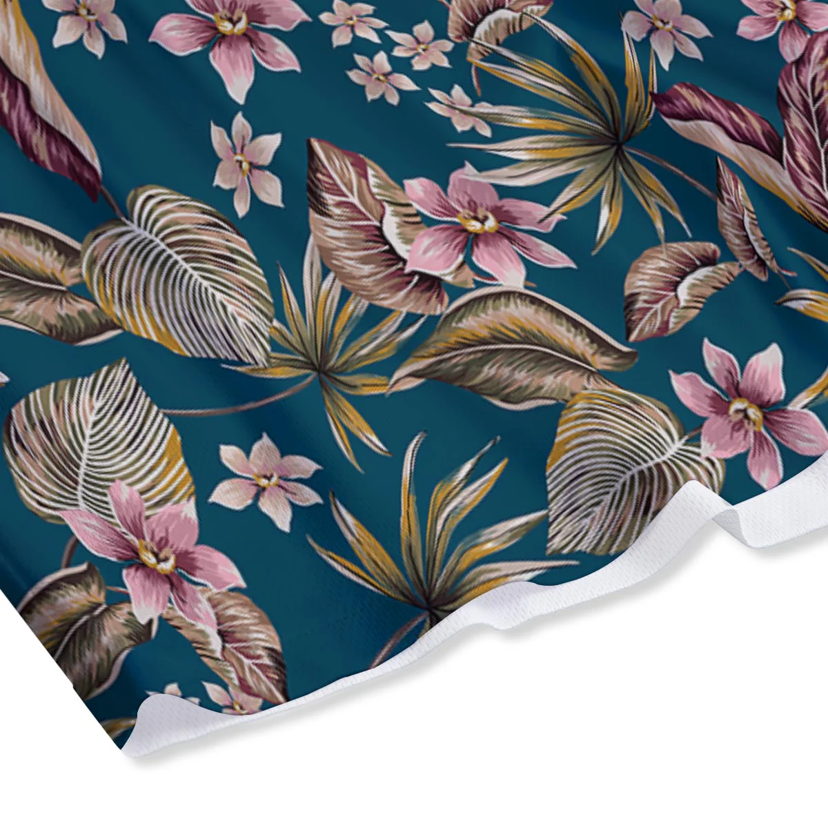 Tropical Teal Print Pattern Mesh Shorts - Image 4