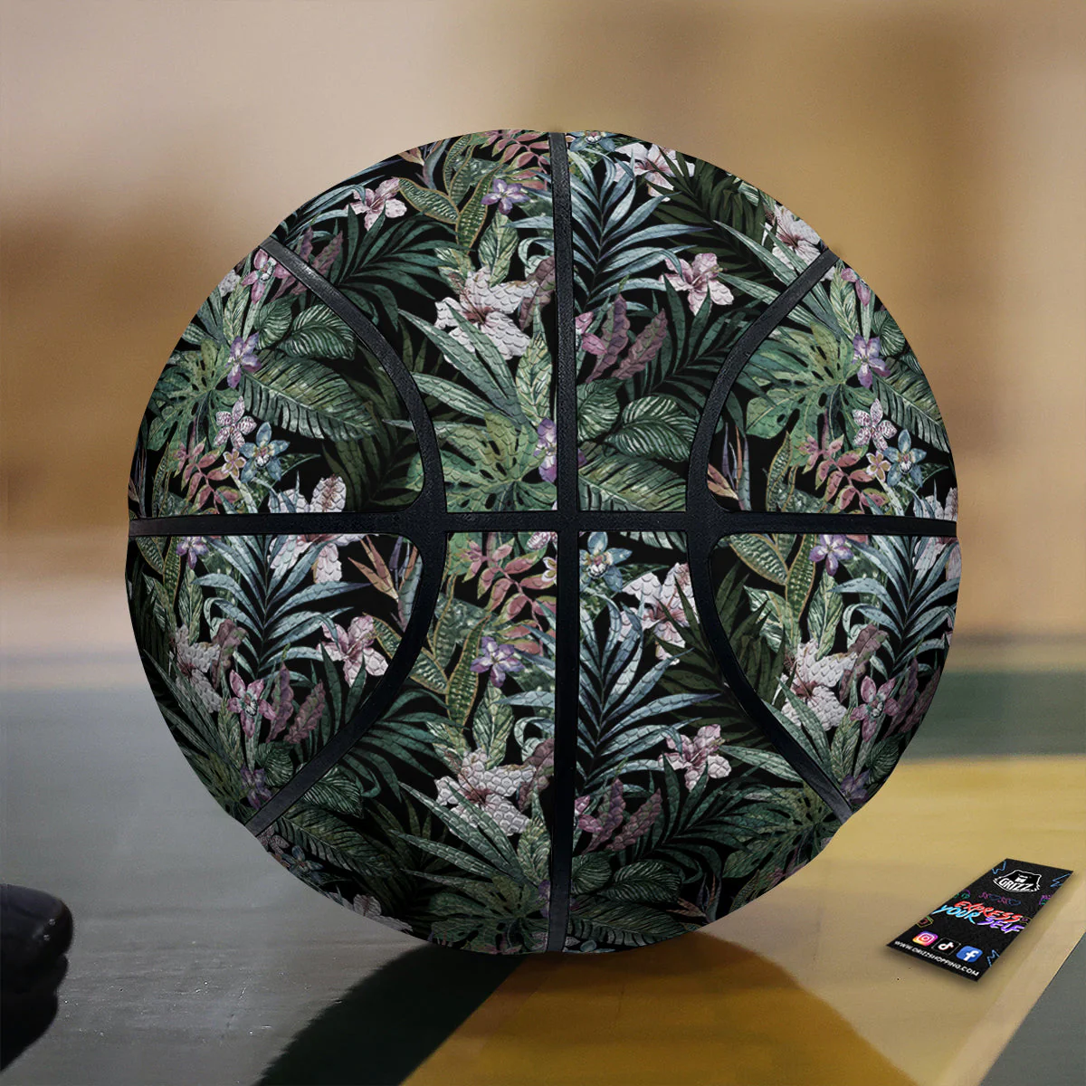 Tropical Vintage Floral Print Pattern Basketball
