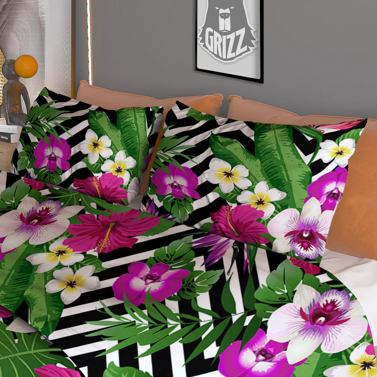 Tropical Zig Zag Print Pattern Duvet Cover Bedding Set - Image 3