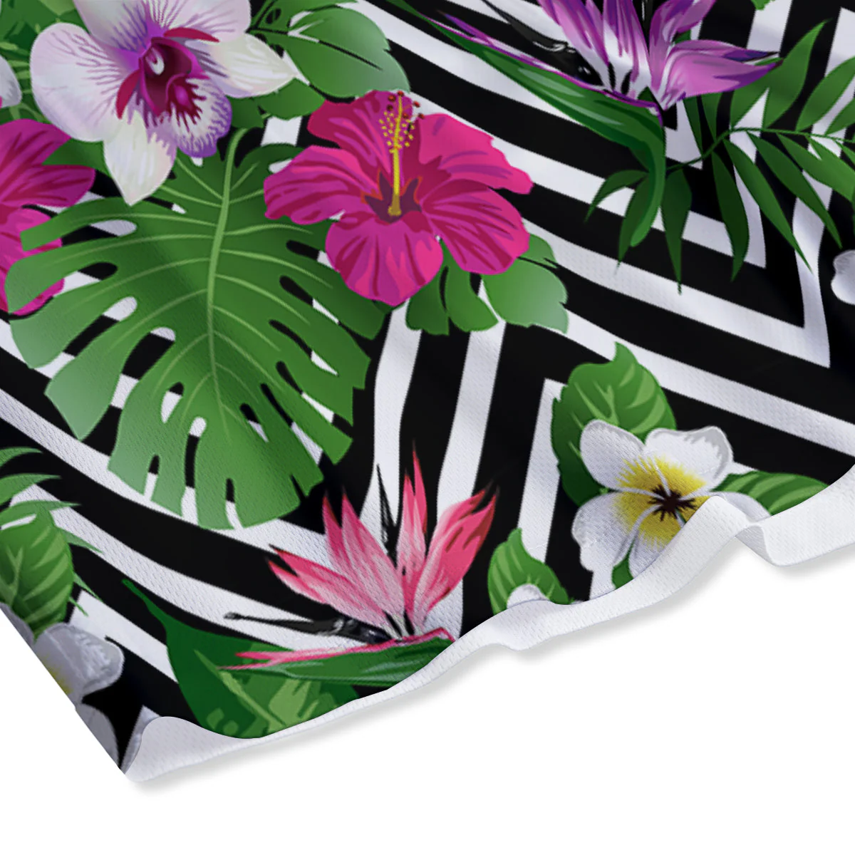 Tropical Zig Zag Print Pattern Mesh Shorts - Image 4