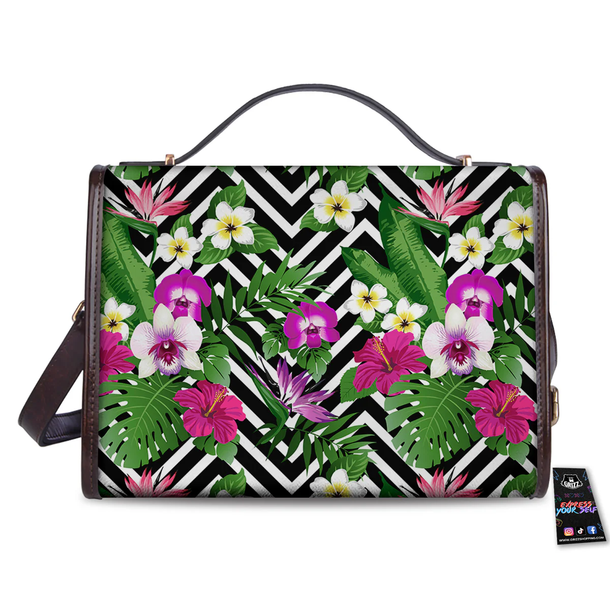 Tropical Zig Zag Print Pattern Women's Satchel Bag - Image 2
