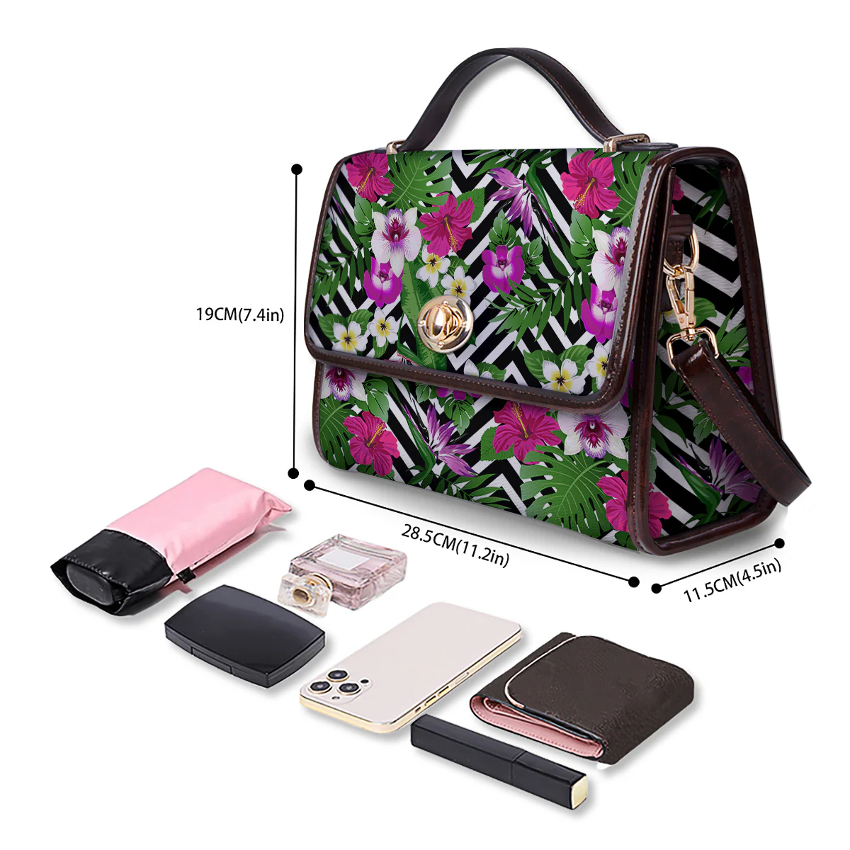 Tropical Zig Zag Print Pattern Women's Satchel Bag - Image 4