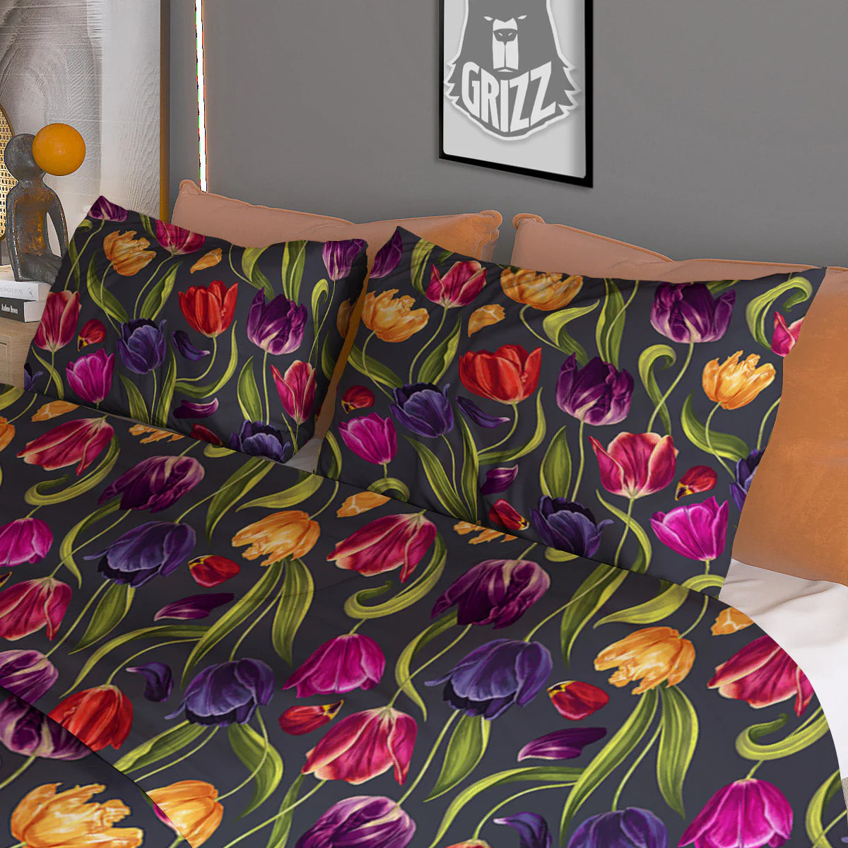 Tulip Colorful Watercolor Print Pattern Duvet Cover Bedding Set - Image 3