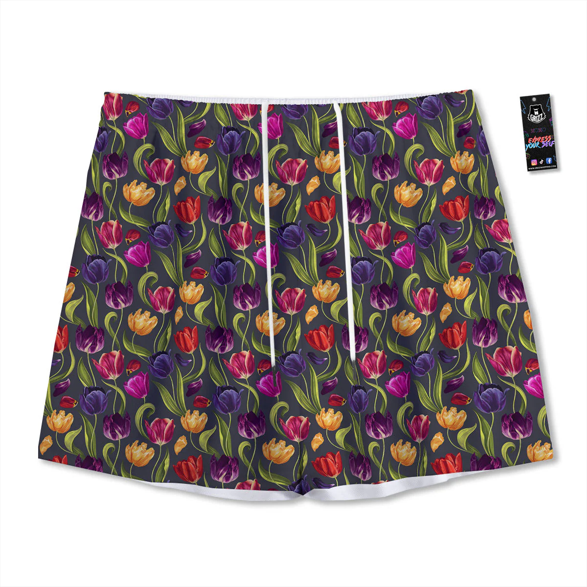 Tulip Colorful Watercolor Print Pattern Mesh Shorts