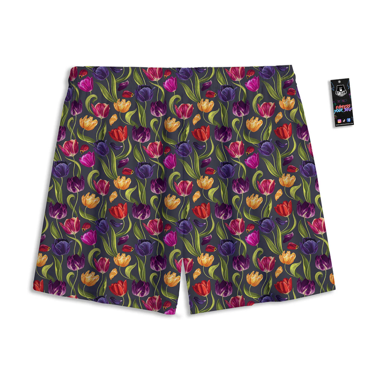 Tulip Colorful Watercolor Print Pattern Mesh Shorts - Image 2