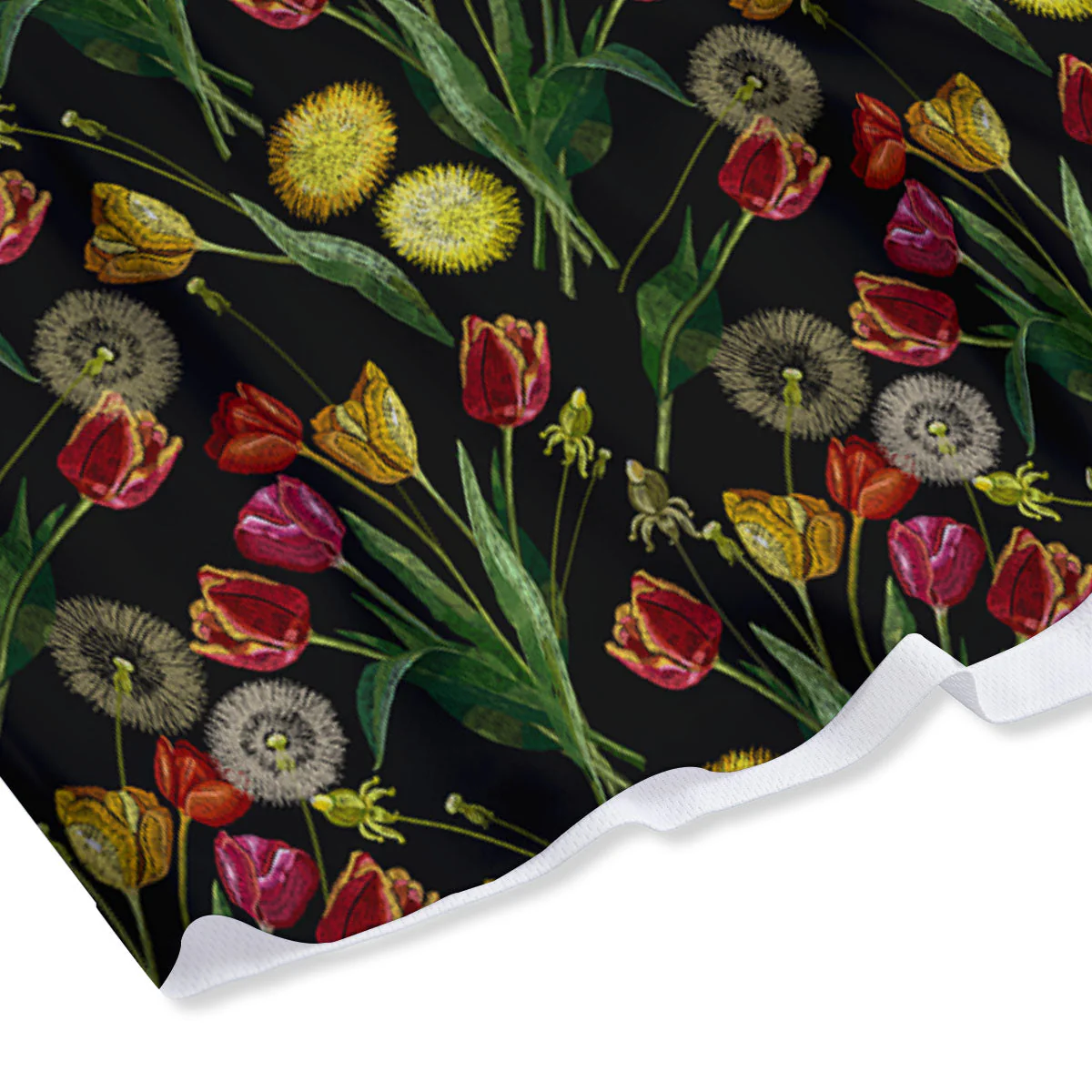 Tulip Embroidery Print Pattern Mesh Shorts - Image 4