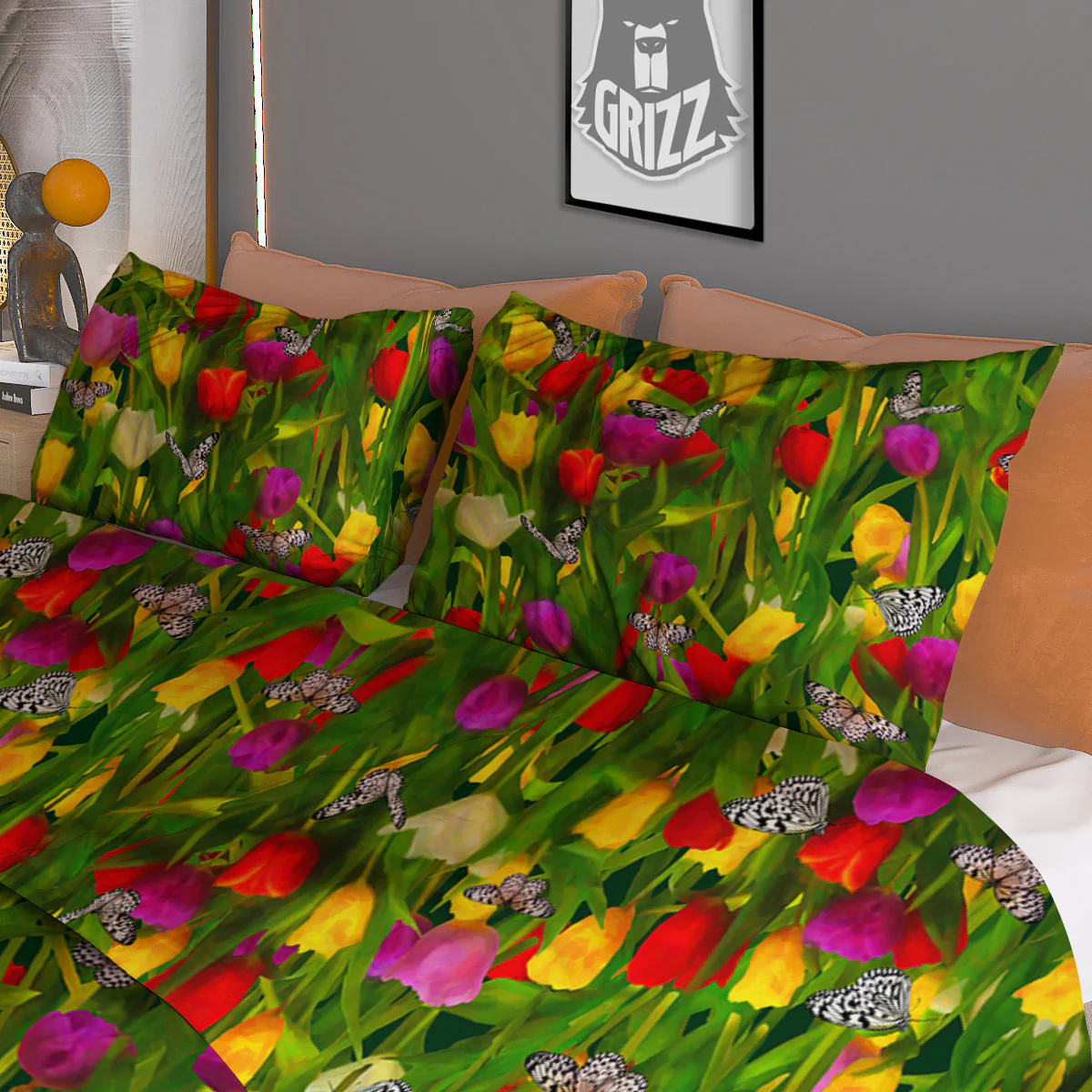 Tulip Field Print Pattern Duvet Cover Bedding Set - Image 3