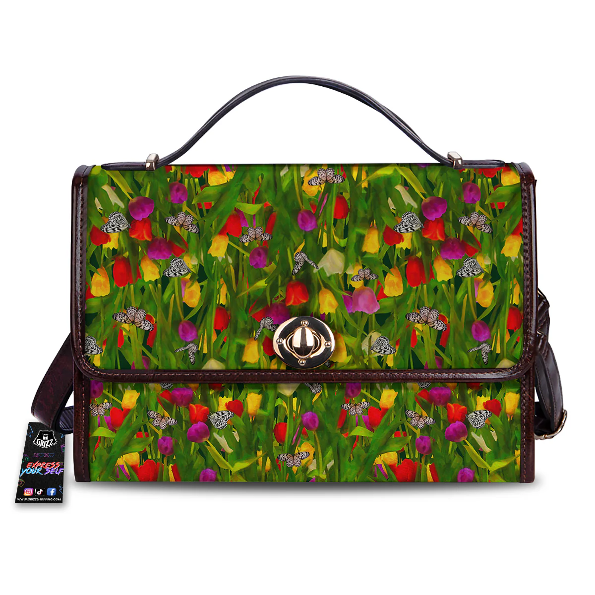 Tulip Field Print Pattern Women's Satchel Bag