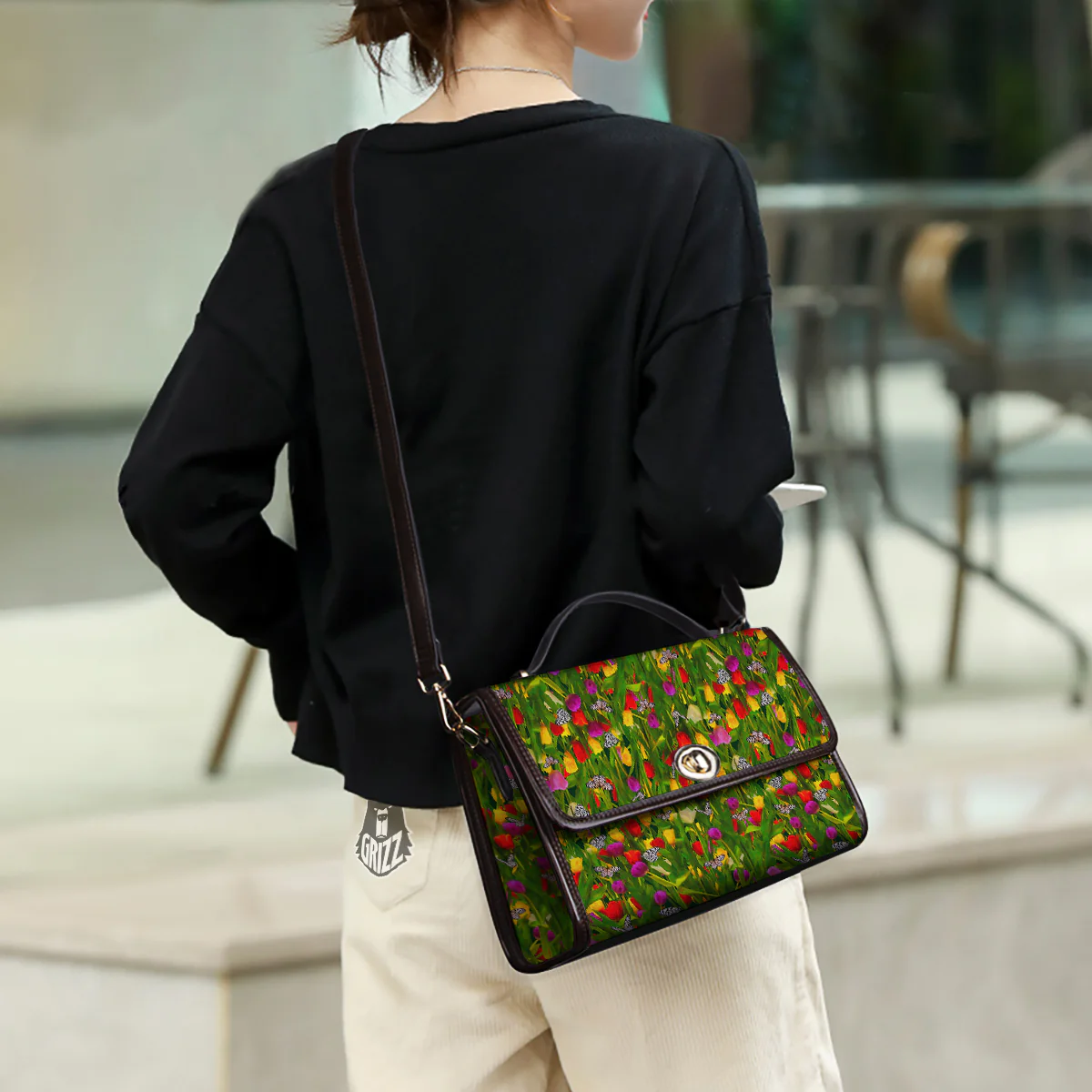 Tulip Field Print Pattern Women's Satchel Bag - Image 3