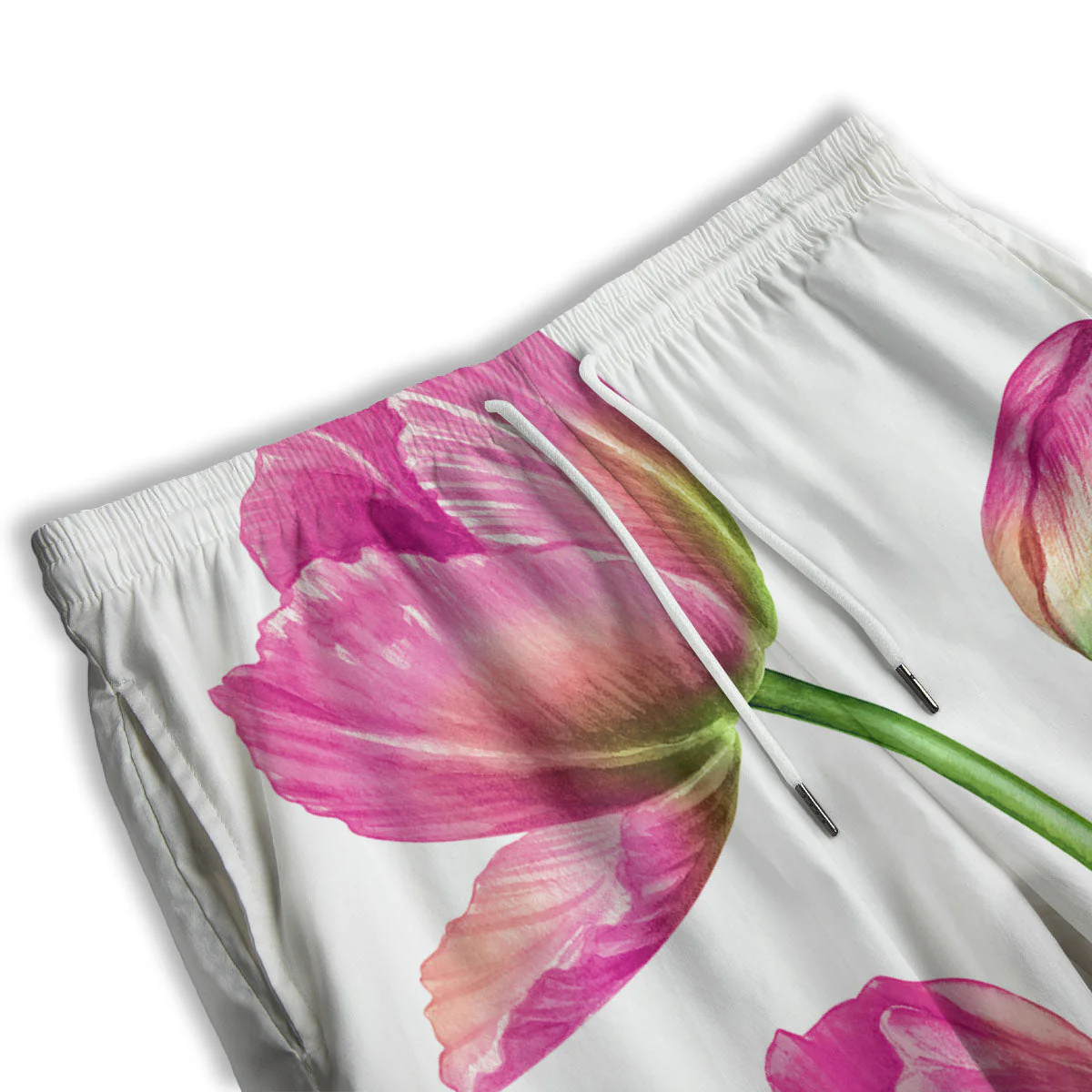 Tulip Flower Pink Watercolor Print Men's Athletic Shorts - Image 3