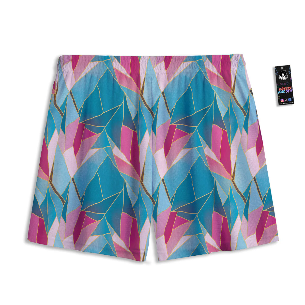Tulip Polygon Print Pattern Mesh Shorts - Image 2