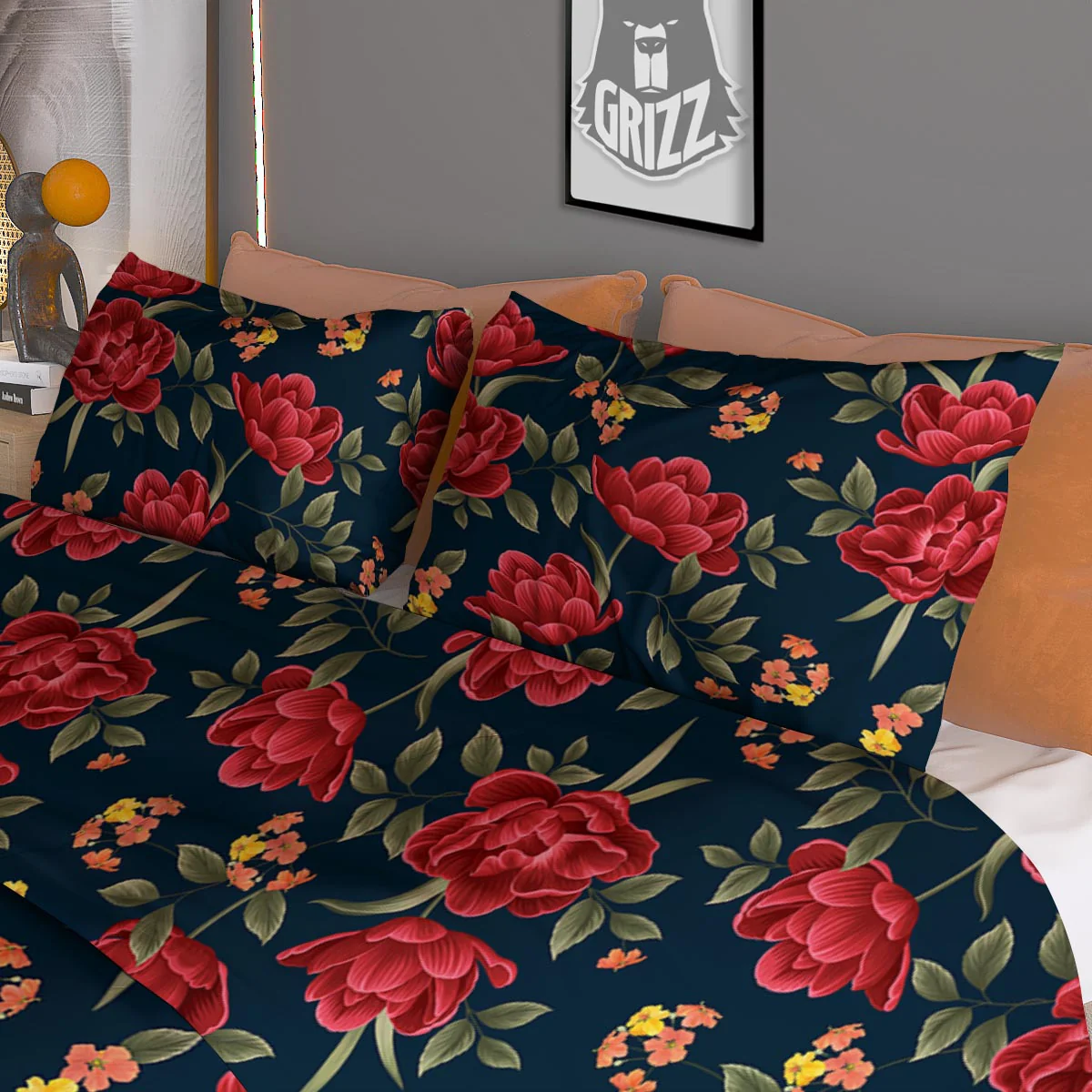 Tulip Red Print Pattern Duvet Cover Bedding Set - Image 3