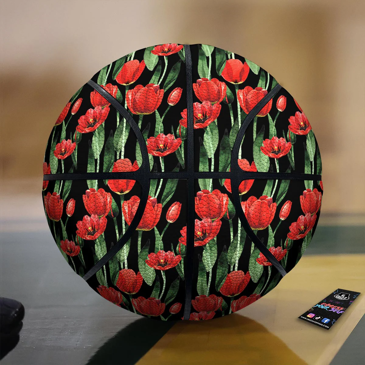 Tulip Red Watercolor Print Pattern Basketball