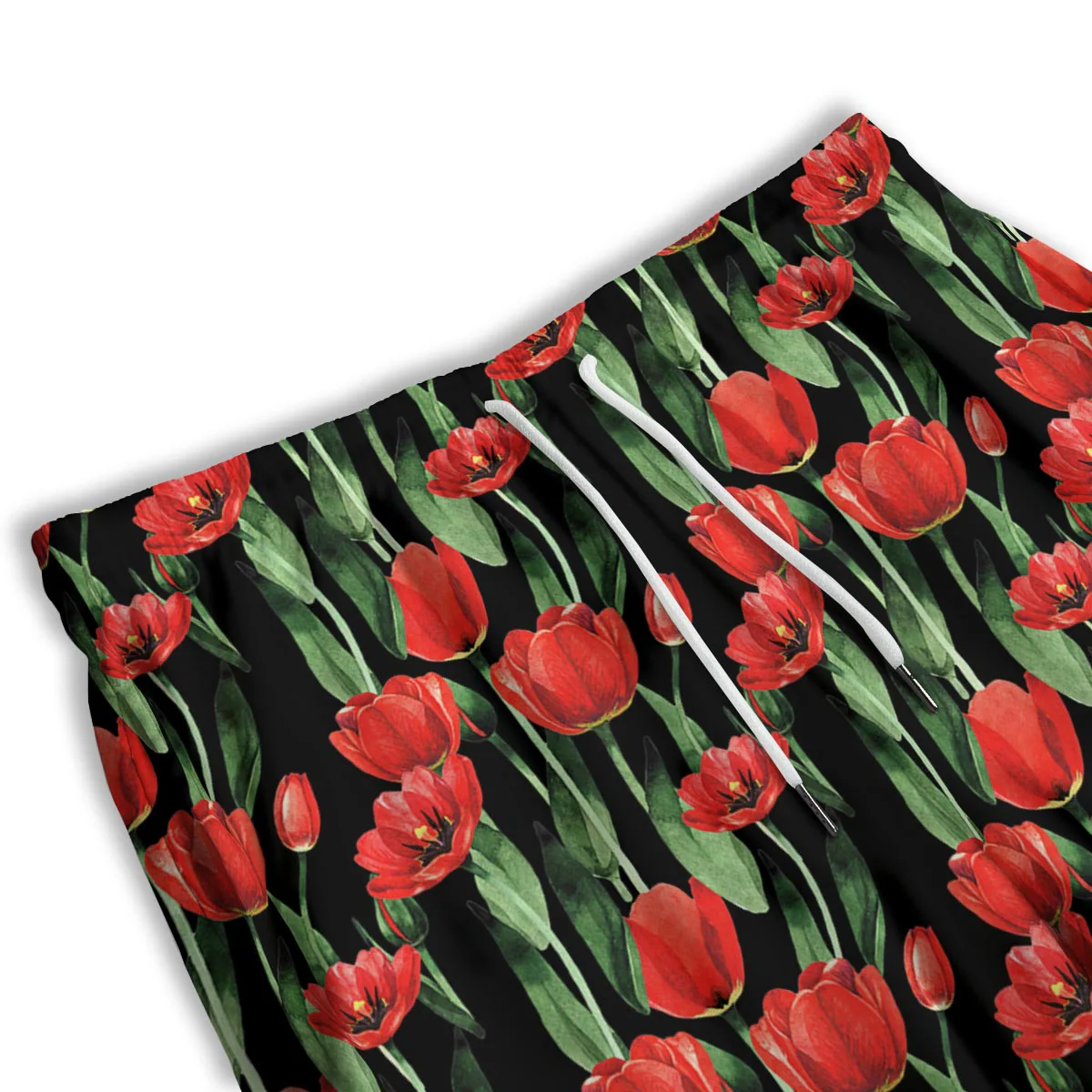 Tulip Red Watercolor Print Pattern Men's Athletic Shorts - Image 3
