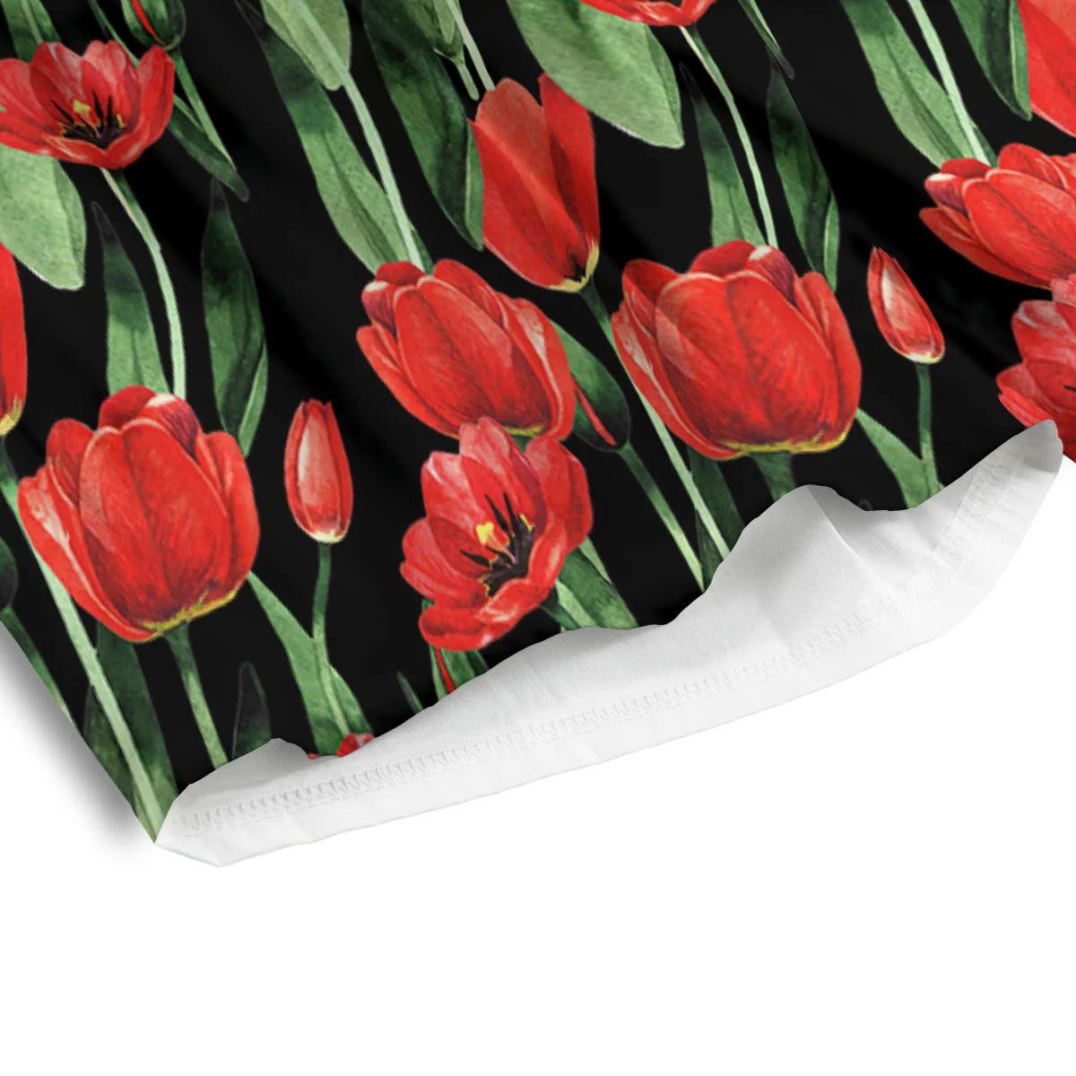 Tulip Red Watercolor Print Pattern Men's Athletic Shorts - Image 4