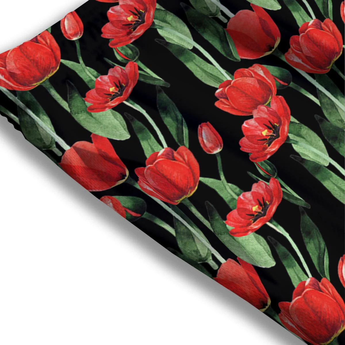 Tulip Red Watercolor Print Pattern Mesh Shorts - Image 3