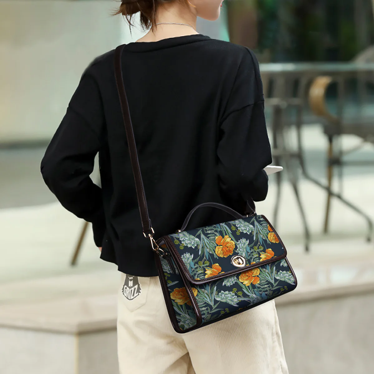Tulip Spring Yellow Print Pattern Women's Satchel Bag - Image 3