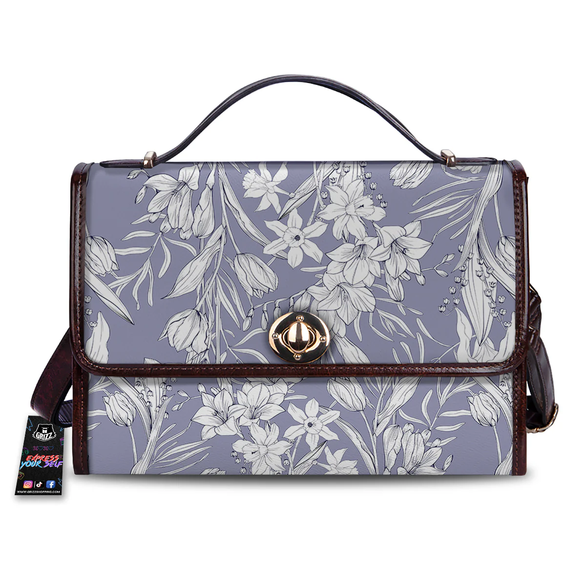 Tulip White Print Pattern Women's Satchel Bag